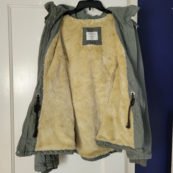 H&M Womens Olive Green Faux Fur Lined Winter Jacket, Size 14, New - Picture 4 of 5